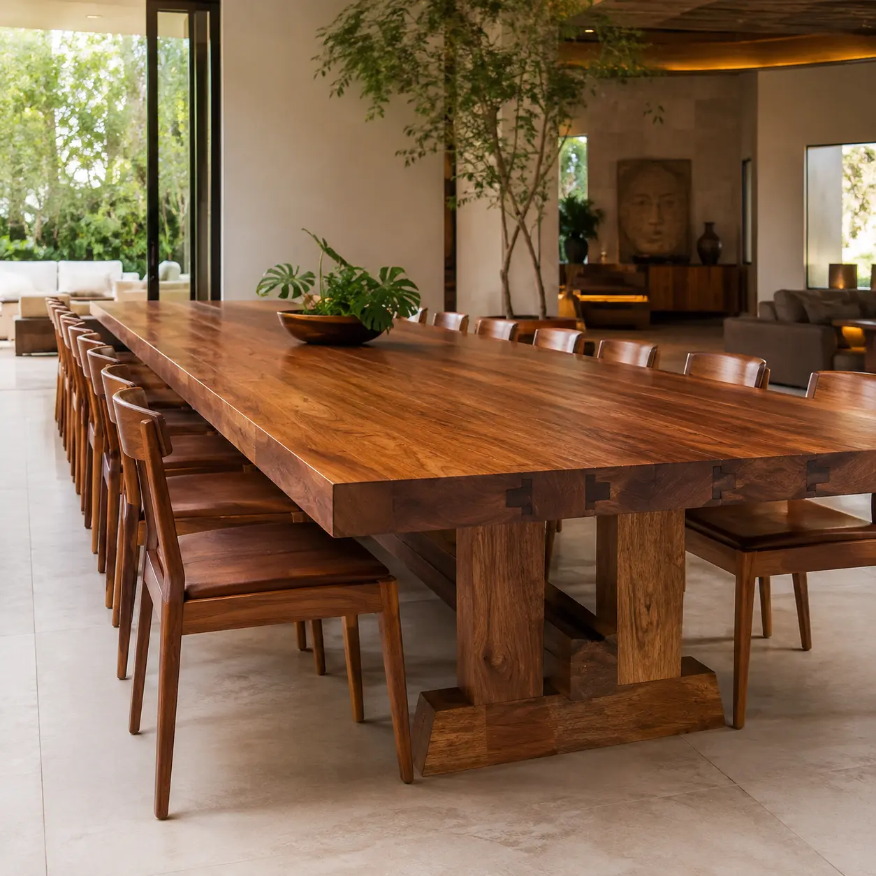 Mesa de Jantar Ilhota em jatobá sobre reboco