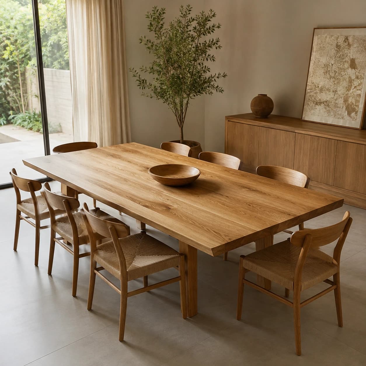 Mesa de Jantar Vargem em carvalho sobre reboco